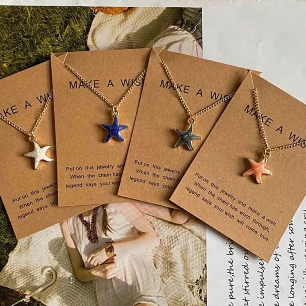 3for$20 select your color Mini Colorful Starfish Alloy Necklace Collarbone Chain